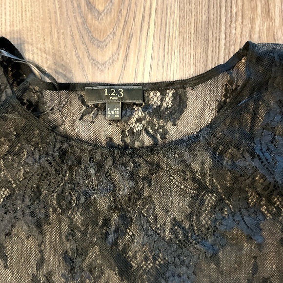 123 Large/XL Black Lace Top only Worn One Time - Picture 2 of 11